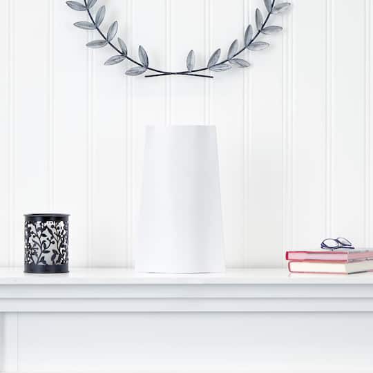 14" White Modern Metal Vase